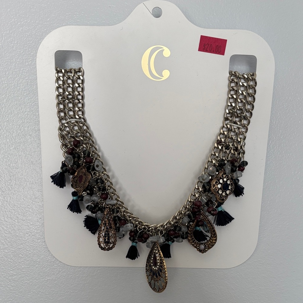 Charlotte Russe Black and Gold Statement Necklace